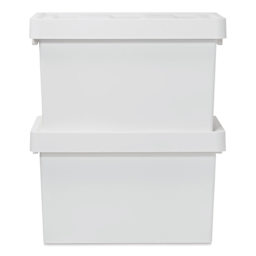 Like-It Store-Up Container with Tray - Shallow, White, two containers stacked