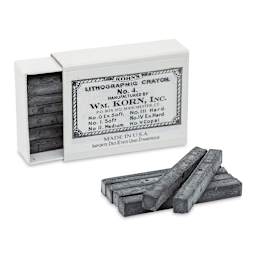 Korn's Lithographic Crayons - Box of 12, #4 Extra Hard