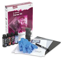 Jacquard SolarFast Dyes - Components of Starter Kit shown with package
