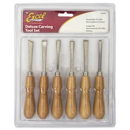 Excel Blades Deluxe Woodcarving Chisels - Set of 6 - front of packaging