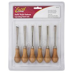 Excel Blades Deluxe Palm Style Chisels - Set of 6 - front of packaging