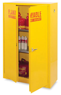 Safety Cabinet - Double Door Cabinet shown with doors open slightly