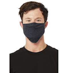 Bella Canvas Adult Reusable Face Mask - Navy, M/L, Package of 5, Shown in use.