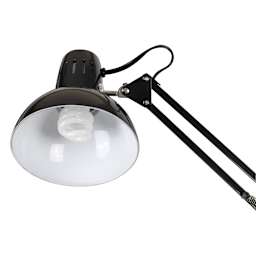 Studio Designs Swing Arm Lamp - Black, close-up of the head lamp showing included bulb