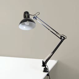 Studio Designs Swing Arm Lamp - Black, lamp clamped to table