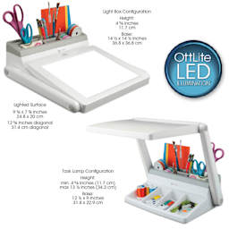 OttLite LED Light Box and Task Lamp Station, dimensions of station
