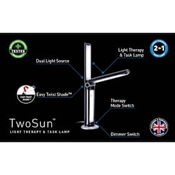 Daylight TwoSun Light Therapy Task Lamp, display of the features
