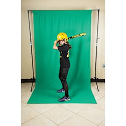 Savage Wrinkle-Resistant Polyester Background - Child  batter standing on Green background