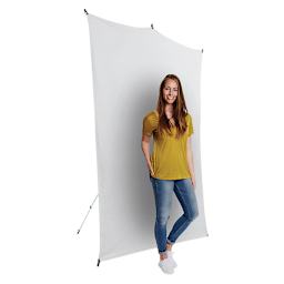 Savage Backdrop Travel Kit - White - with person standing in front of backdrop