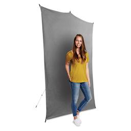Savage Backdrop Travel Kit - Gray - with person standing in front of backdrop