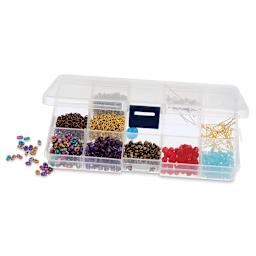 John Bead Adjustable Compartment Craft Storage Box - 0.9"H x 4"W x 6.9"L (Shown with sample materials)