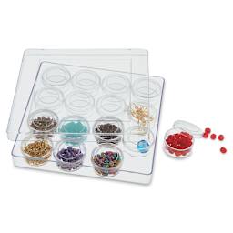 John Bead Craft Containers and Storage Box - 0.8"H x 5.3"W x 5.3"L (Shown with sample materials)