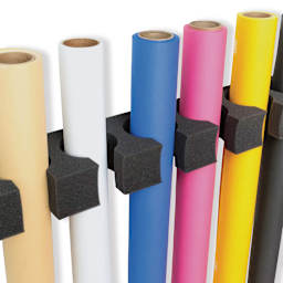 Savage Seamless Paper Storage Clip - Package of 2, 3"H x 33"W x 6"D (Close-up of storage clip holding backdrops, Backdrops not included)