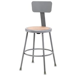 National Public Seating Corp. Fixed Height Stool - 18", with Backrest, Gray