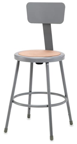 National Public Seating Corp Gray Fixed Height Stool with backrest shown