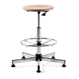 Bieffe Drafting Stool, Birch and Chrome, Assembled