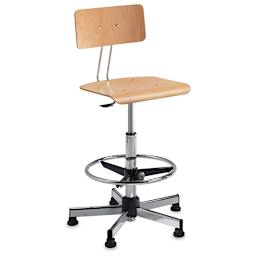 Bieffe Drafting Chair, Birch/Chrome, Assembled