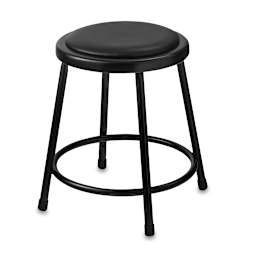 National Public Seating Corp. Padded Stool - Front view of 18" High Black Padded stool