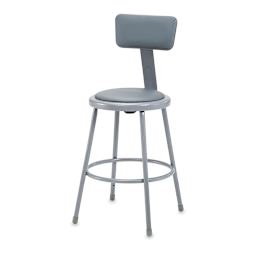 National Public Seating Corp. Padded Stool with Backrest - 24", Grey