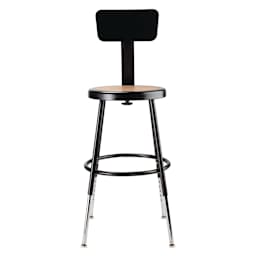 National Public Seating Corp Adjustable Stool with Backrest - Black, 19" to 27", front