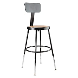National Public Seating Corp Adjustable Stool with Backrest - Black, 19" to 27", side