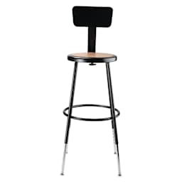 National Public Seating Corp Adjustable Stool with Backrest - Black, 25" to 33", front