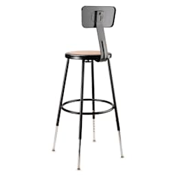 National Public Seating Corp Adjustable Stool with Backrest - Black, 25" to 33", back