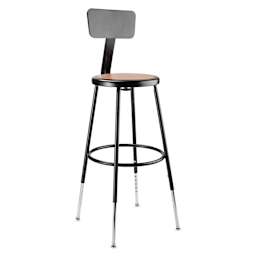 National Public Seating Corp Adjustable Stool with Backrest - Black, 25" to 33", side