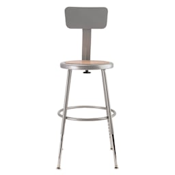 National Public Seating Corp Adjustable Stool with Backrest - Gray, 19" to 27", front