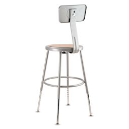 National Public Seating Corp Adjustable Stool with Backrest - Gray, 19" to 27", back