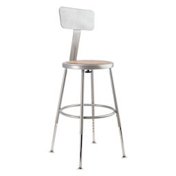 National Public Seating Corp Adjustable Stool with Backrest - Gray, 19" to 27", side