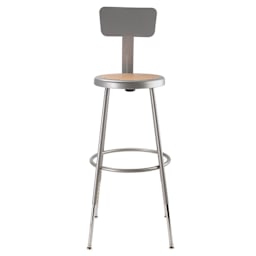 National Public Seating Corp Adjustable Stool with Backrest - Gray, 25" to 33", front