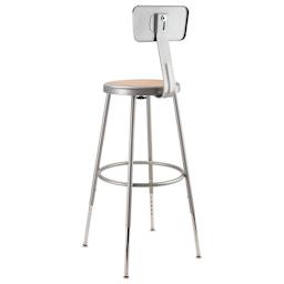 National Public Seating Corp Adjustable Stool with Backrest - Gray, 25" to 33", back