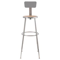 National Public Seating Corp Adjustable Stool with Backrest - Gray, 31" to 39", front