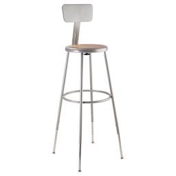 National Public Seating Corp Adjustable Stool with Backrest - Gray, 31" to 39", side