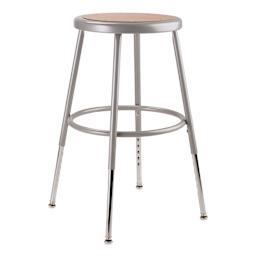 National Public Seating Corp. Adjustable Stool - Without Backrest, Gray, 19" to 27", front