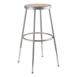National Public Seating Corp. Adjustable Stool - 25" to 33", Gray, Without Backrest, front