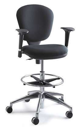 Safco Metro Drafting Chair - Angled view of Chair with Optional Arm Set attached