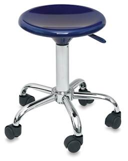 Richeson Colored Stools - Blue stool shown with five wheeled base and height lever