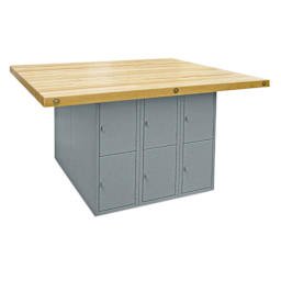 Hann Four-Station Locker-Type Workbench - showing 12 vertical lockers