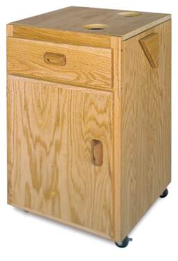 Terrero Taboret and Easel Stand - Angled view of closed Taboret