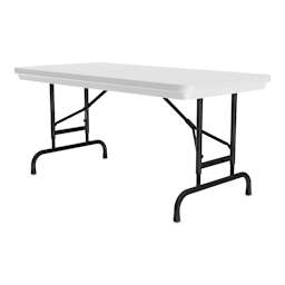 Correll Plastic Resin Folding Table - 24" x 48", Granite, Adjustable Height - angled