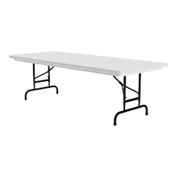 Correll Plastic Resin Folding Table - 30" x 60", Granite, Adjustable Height - angled