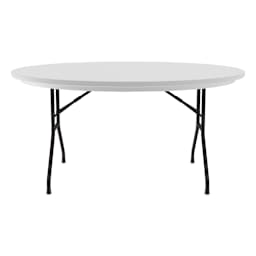 Correll Plastic Resin Folding Table - 29" x 60", Granite, Round Fixed Height - side view