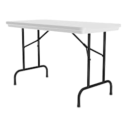 Correll Plastic Resin Folding Table - 24" x 48", Granite, Fixed Height - angled
