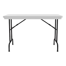 Correll Plastic Resin Folding Table - 24" x 48", Granite, Fixed Height - side view