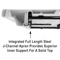 Correll Plastic Resin Folding Table - 30" x 60", Granite, Fixed Height - j-channel apron support info