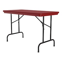 Correll Plastic Resin Folding Table - 24" x 48", Red, Fixed Height - angled