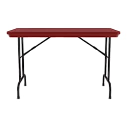 Correll Plastic Resin Folding Table - 24" x 48", Red, Fixed Height - side view