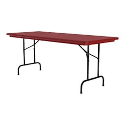 Correll Plastic Resin Folding Table - 30" x 72", Red, Fixed Height - angled